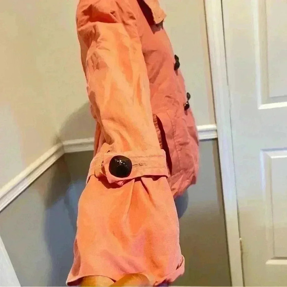 Zara Short Trench Coat Jacket Orange Medium Good Condition made in Spain - Picture 6 of 7